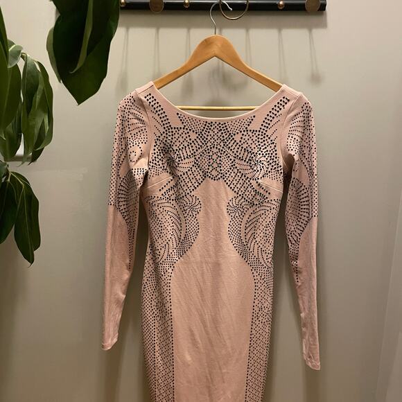 Bebe M Pink Bodycon Dress | Y2K Sexy Studded Evening, Cocktail, Wedding $298 - Picture 10 of 10
